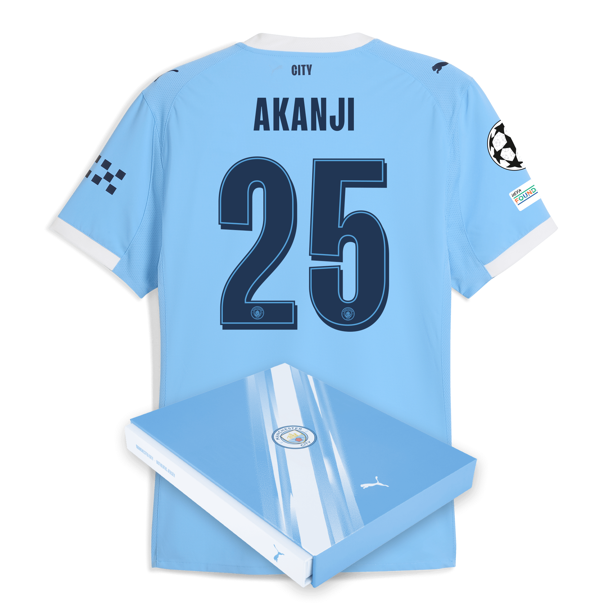 Manchester City manchester city man city champions league home authentic jersey 202526 with akanji 25 printing in gift box Shirts - Official Store