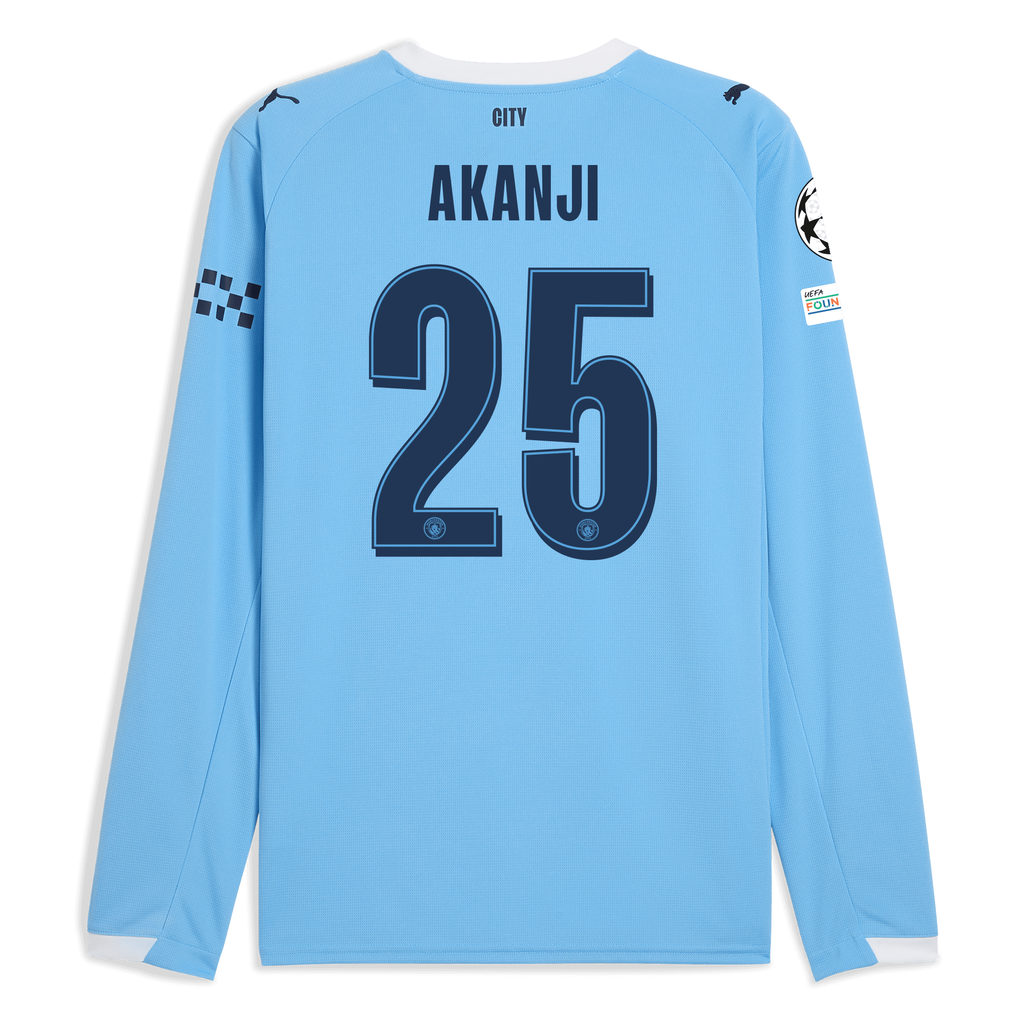 Manchester City manchester city man city champions league home jersey 202526 long sleeve with akanji 25 printing Shirts - Official Store