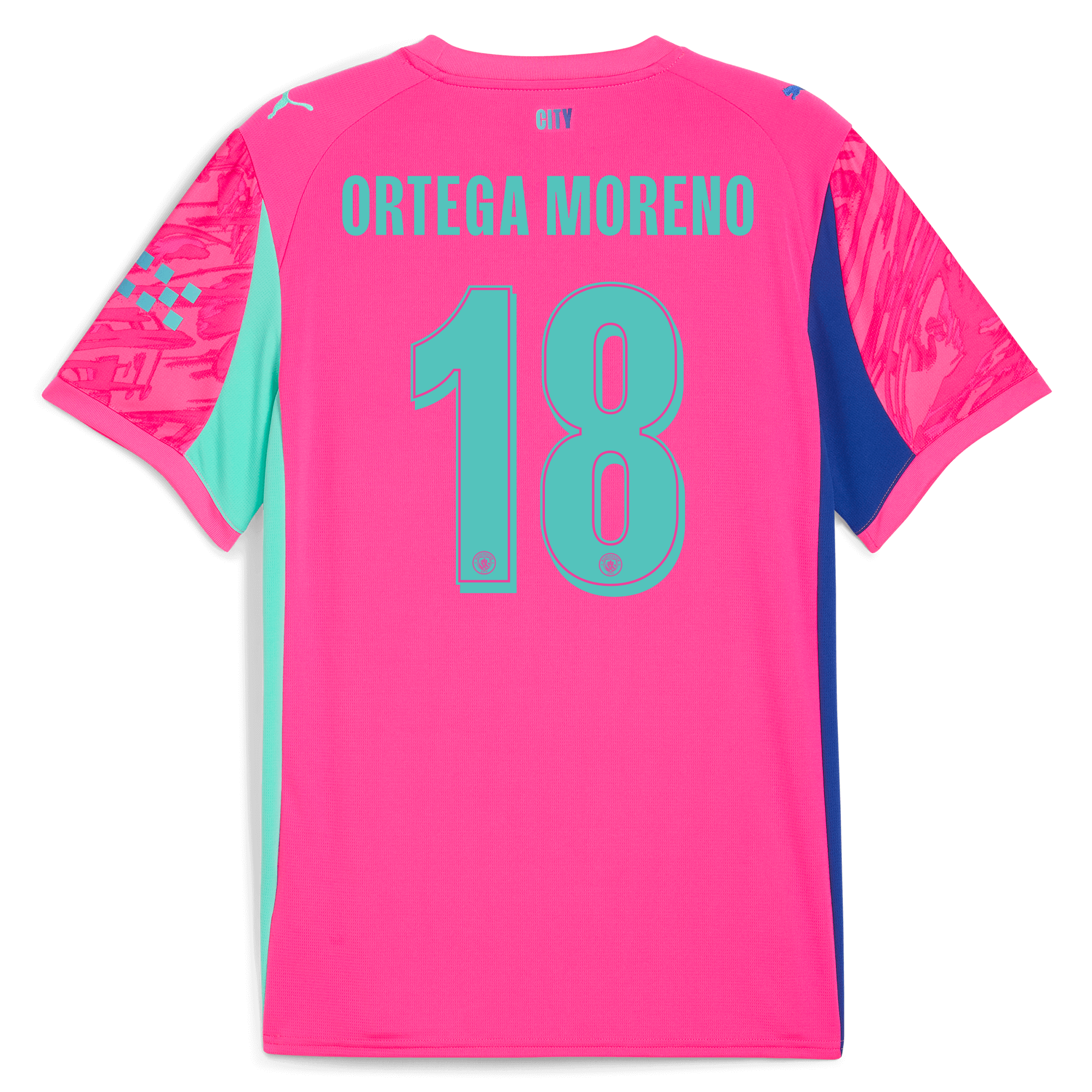 Manchester City manchester city man city goalkeeper jersey pink 202526 with ortega moreno 18 printing Shirts - Official Store