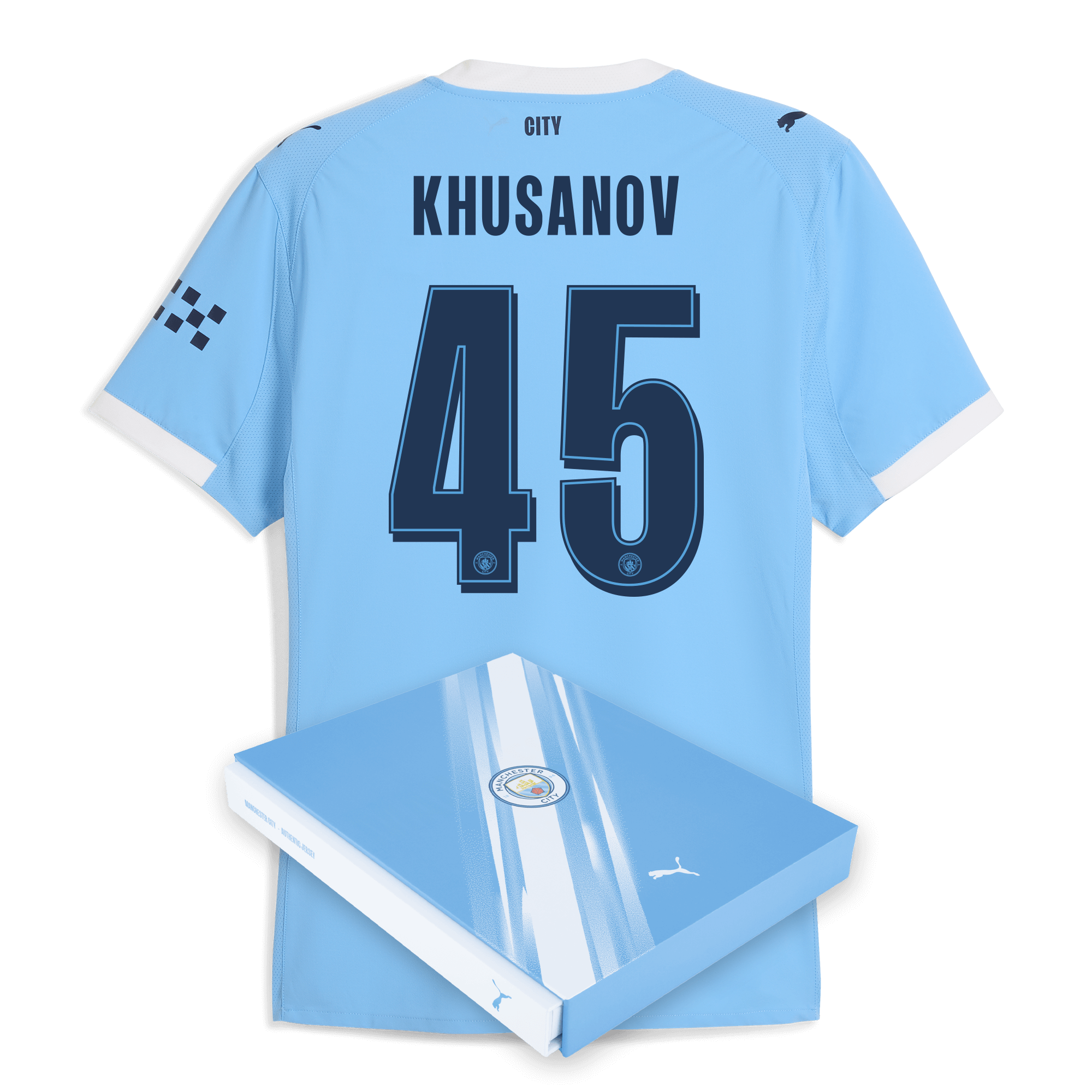 Manchester City manchester city man city home authentic jersey 202526 with khusanov 45 printing in gift box Shirts - Official Store Manchester City manchester city man city home authentic jersey 202526 with khusanov 45 printing in gift box Shirts - Official Store