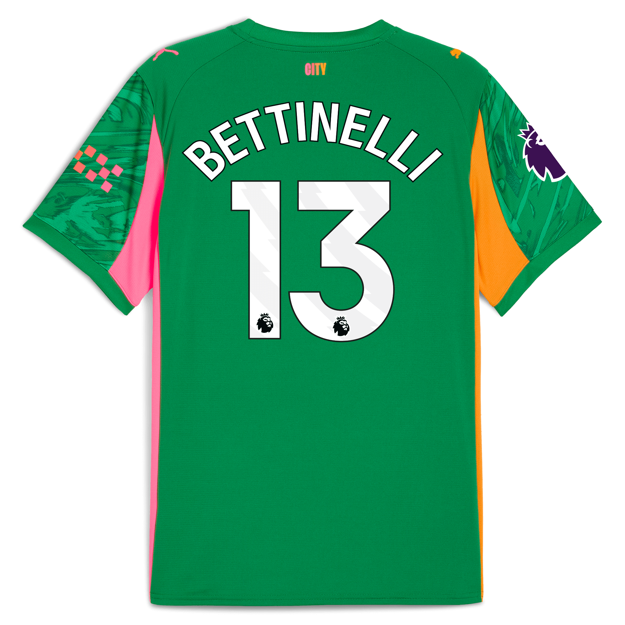 Manchester City manchester city premier league goalkeeper jersey green 202526 with bettinelli 13 printing Shirts - Official Store