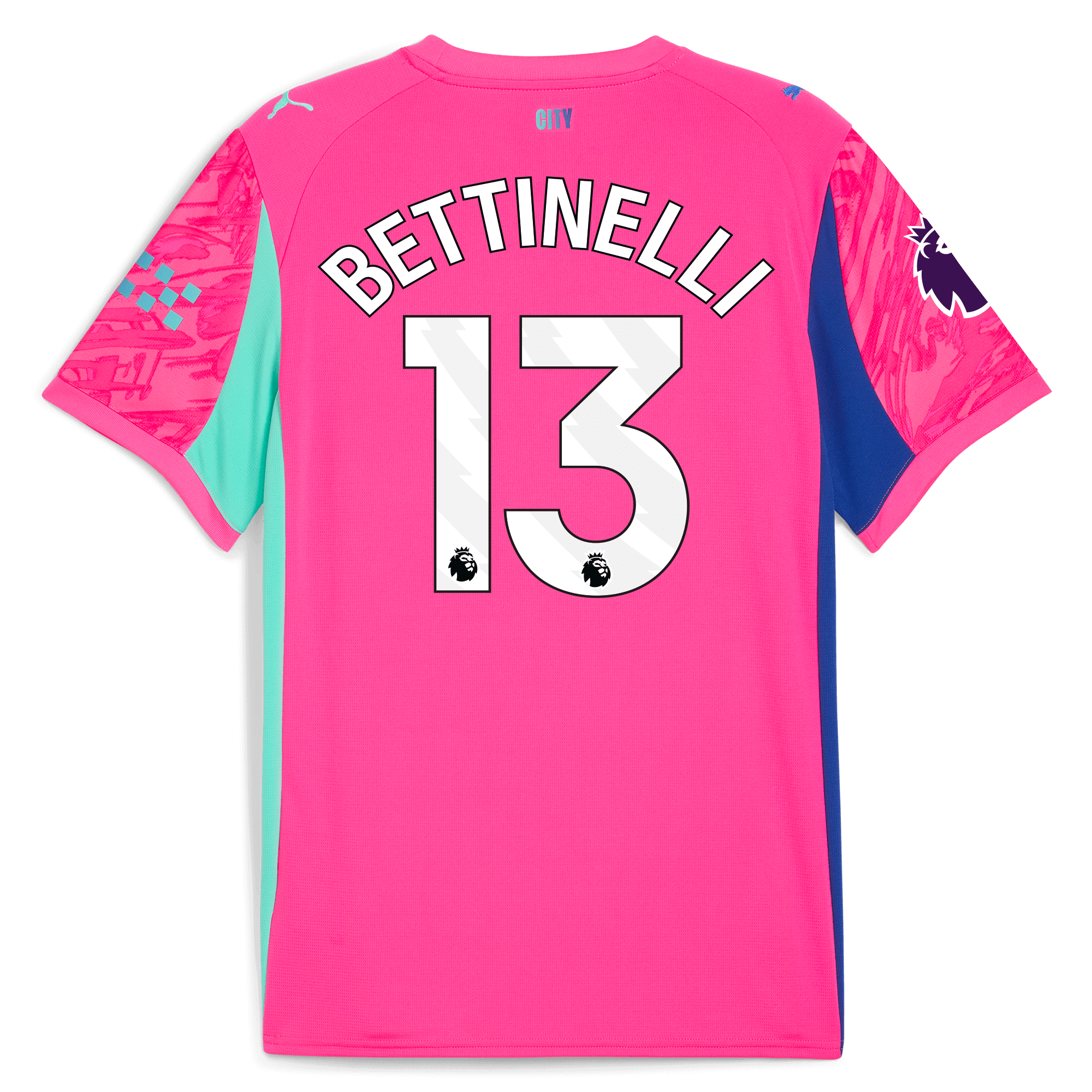 Manchester City manchester city premier league goalkeeper jersey pink 202526 with bettinelli 13 printing Shirts - Official Store