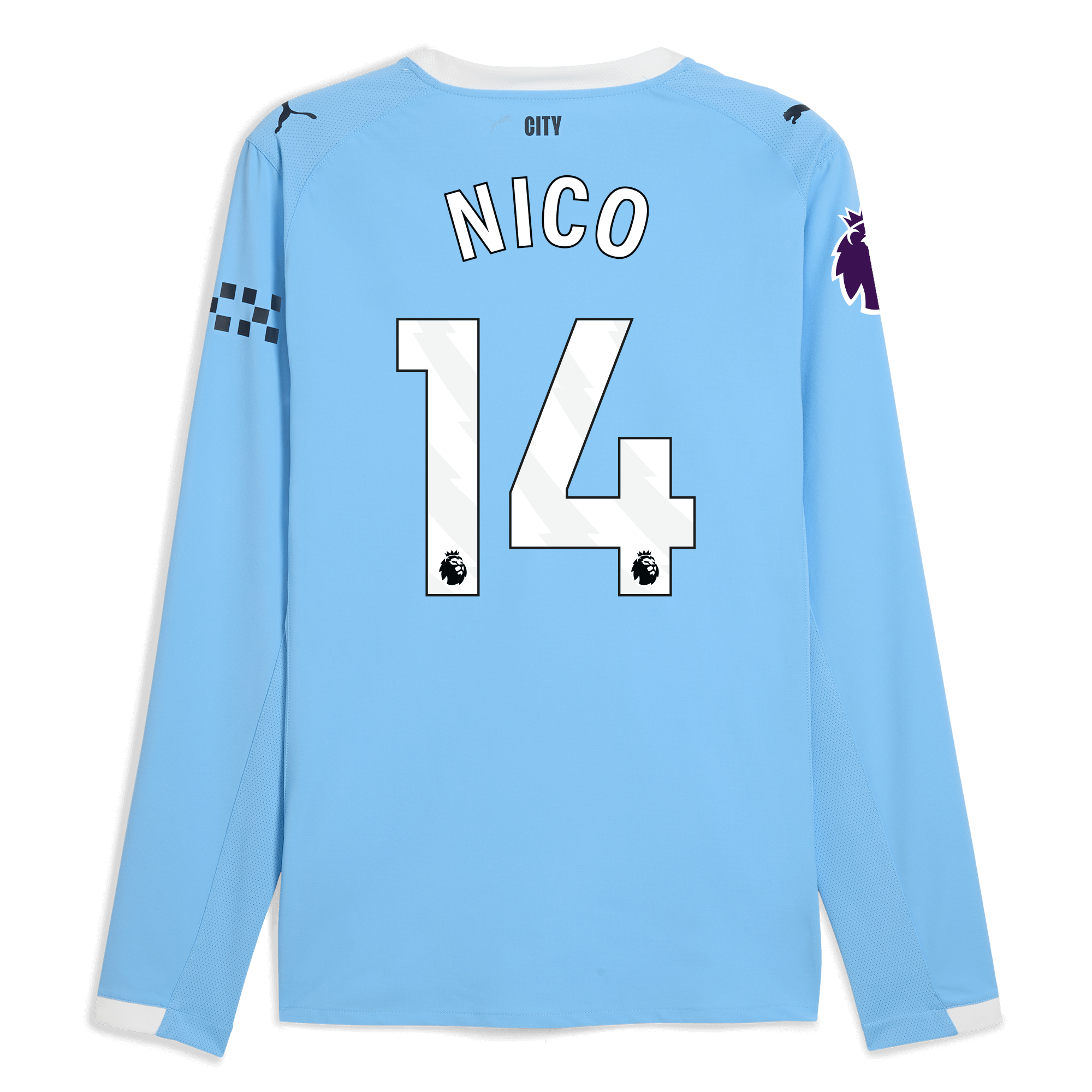 Manchester City manchester city premier league home authentic jersey 202526 long sleeve with nico 14 printing Shirts - Official Store Manchester City manchester city premier league home authentic jersey 202526 long sleeve with nico 14 printing Shirts - Official Store